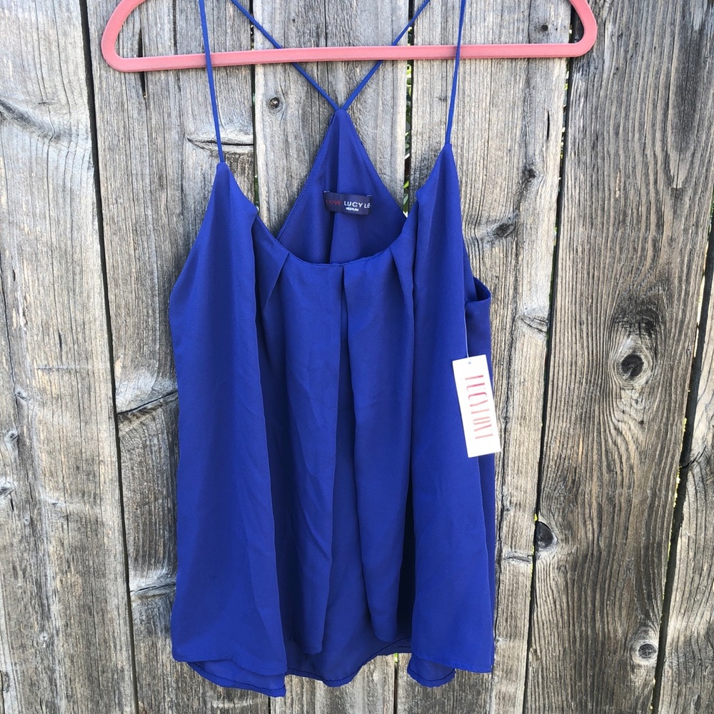 Royal blue flowy tank